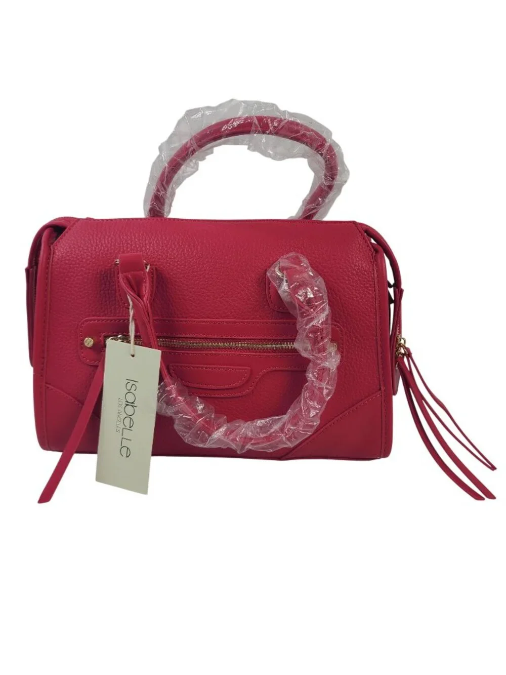 NEW Isabelle Los Angeles Vegan Leather Satchel Handbag Gold Hardware Pink
